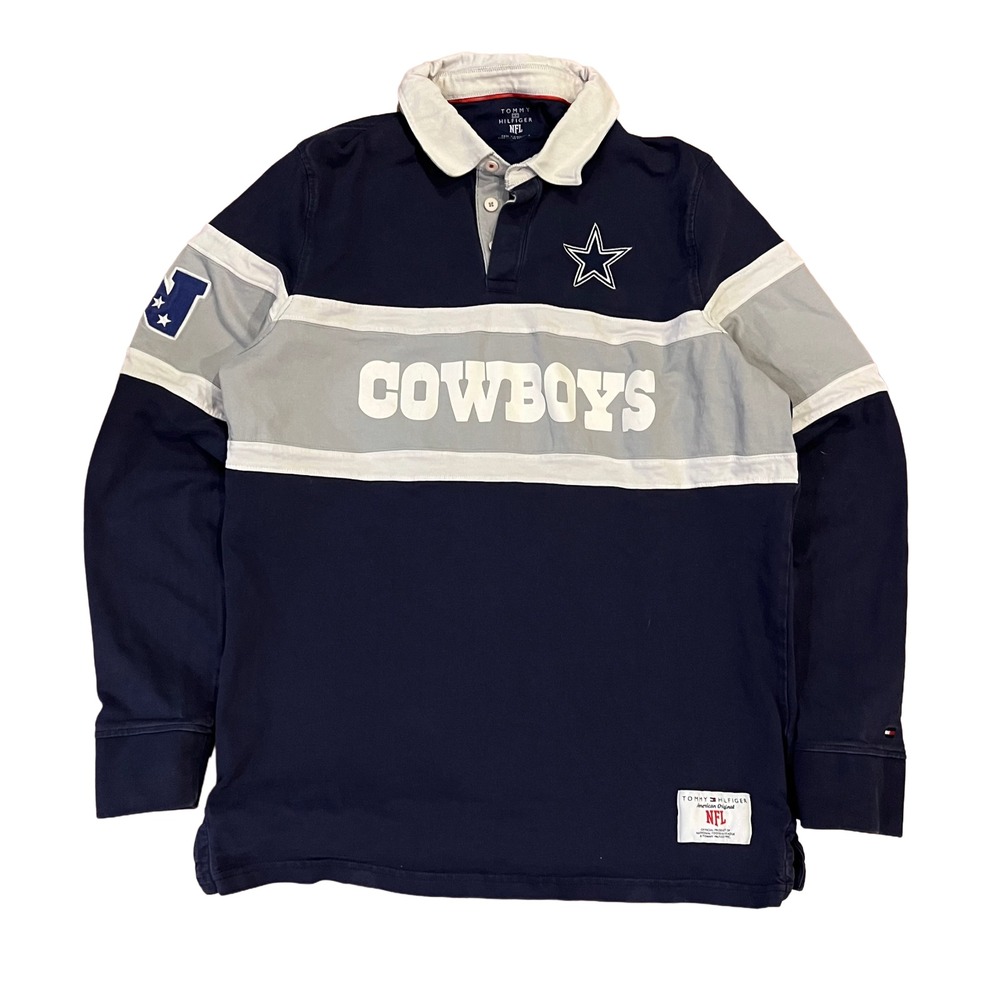 Tommy Hilfiger Navy Dallas Cowboys Mens XL Varsity Rugby Long Sleeve T-Shirt